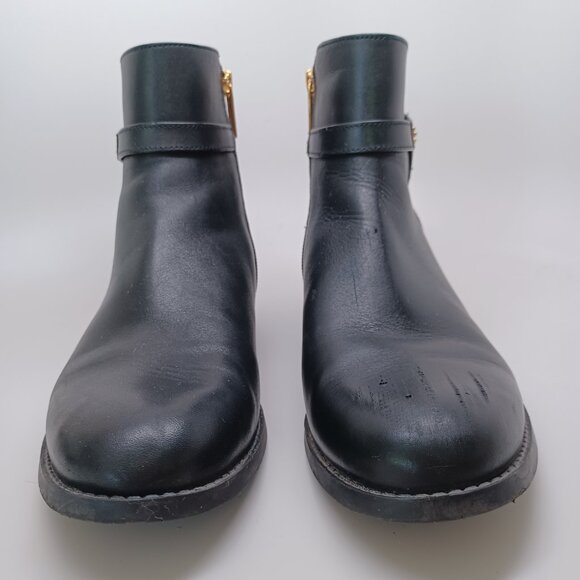 Michael Kors Ankle Boots Black Brown Britt Signature Logo Print Flats Womens 8.5 - Picture 4 of 16